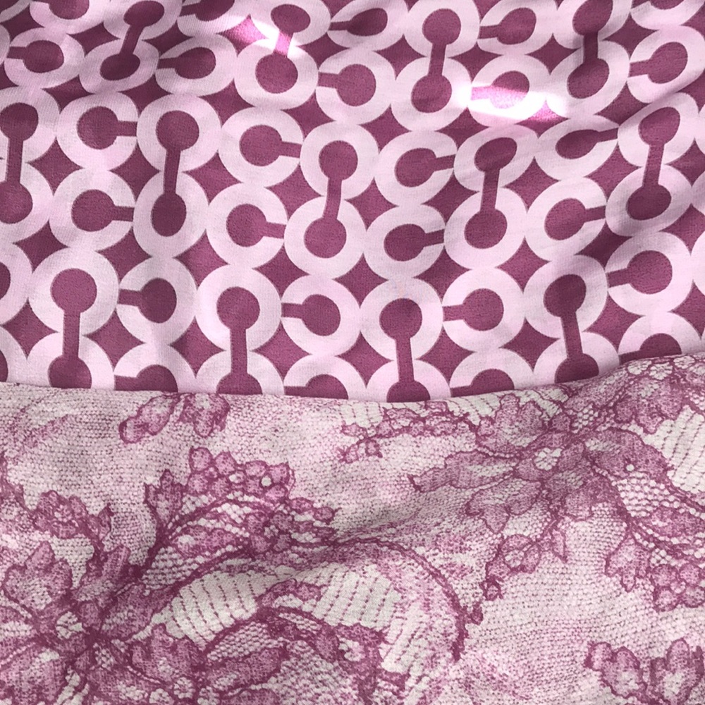 Coach Plum Silk Layered Scarf OB Art Lace Oblong